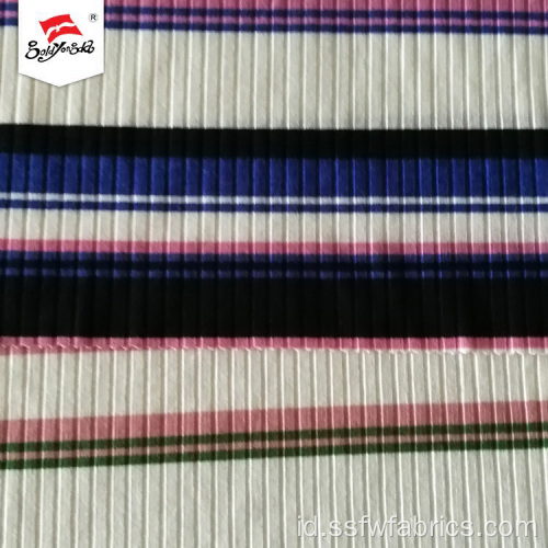 Langsung Polyester Spandex Warna-warni 7 * 4 Rib Print Stripe